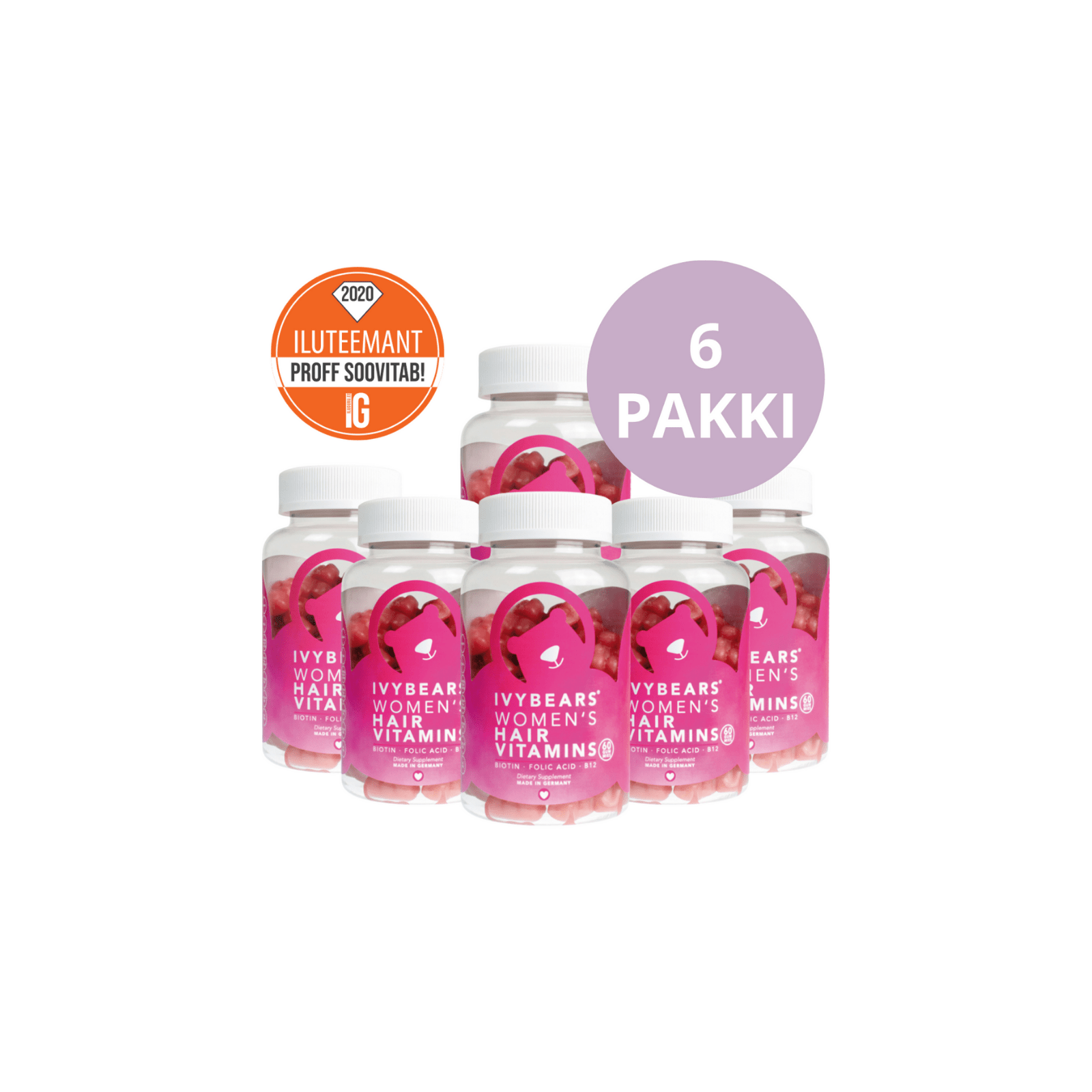 Komplekt! 6x IvyBears juuksekasvu kiirendavad ja väljalangemist vähendavad kummikarud 6x60tk