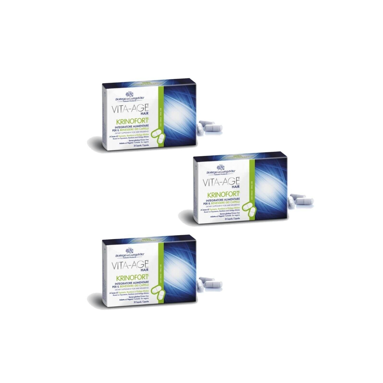 Komplekt! 3x Vita-Age Krinofort juustevitamiinid väljalangemise vähendamiseks ja juustekasvu kiirendamiseks