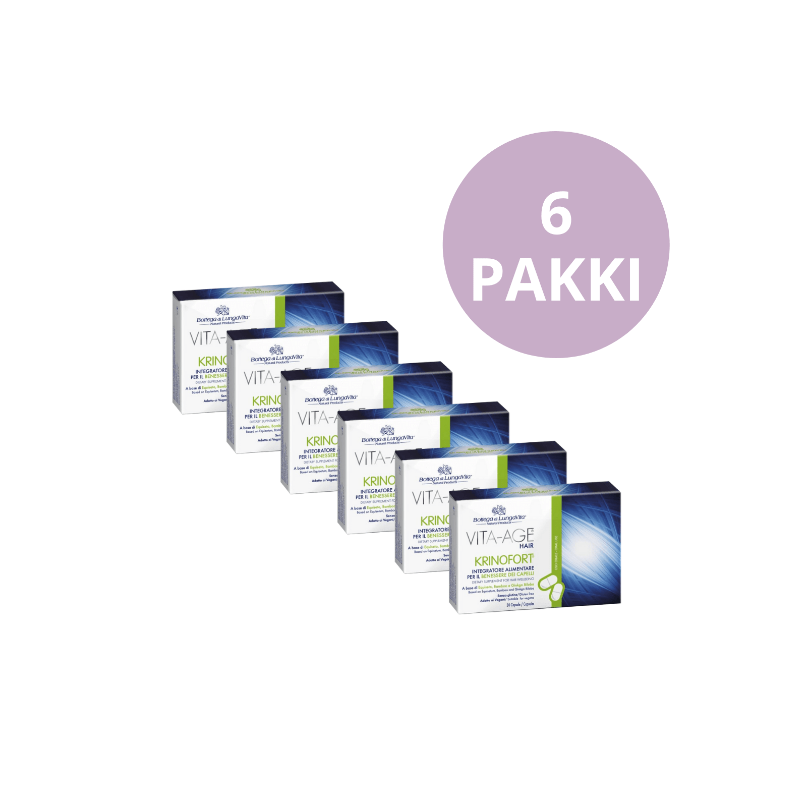 Komplekt! 6x Vita-Age Krinofort juustevitamiinid väljalangemise vähendamiseks ja juustekasvu kiirendamiseks