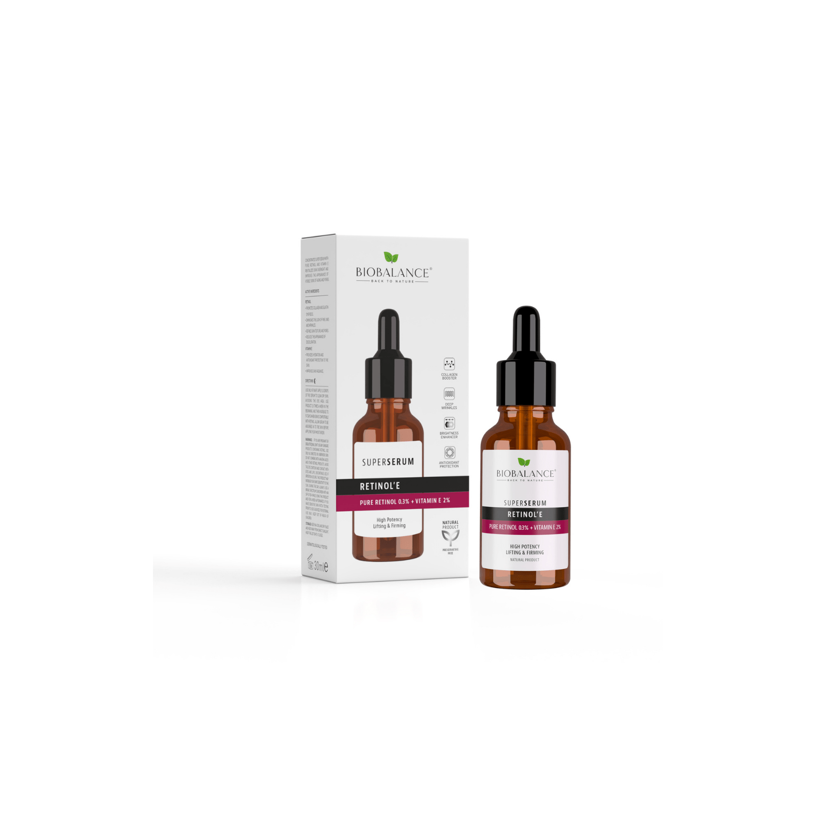 Bio Balance Pure Retinol 0,3% + Vitamin E 2% nahka uuendav ja pinguldav seerum 30ml