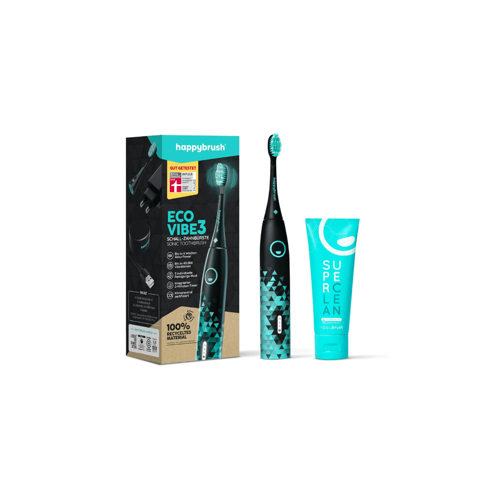 happybrush Sonic Vibe 3 (Black/Mint)