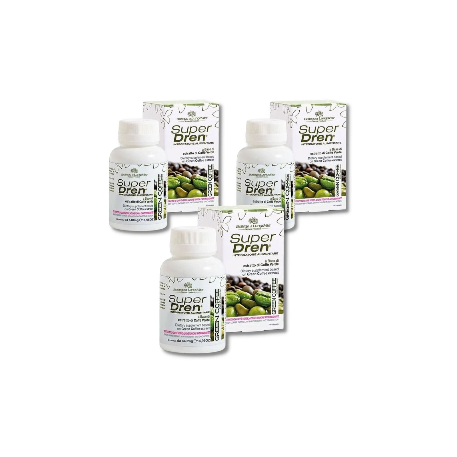 Komplekt! 3x SuperDren Green Coffee ainevahetust kiirendavad rohelise kohvioa kapslid