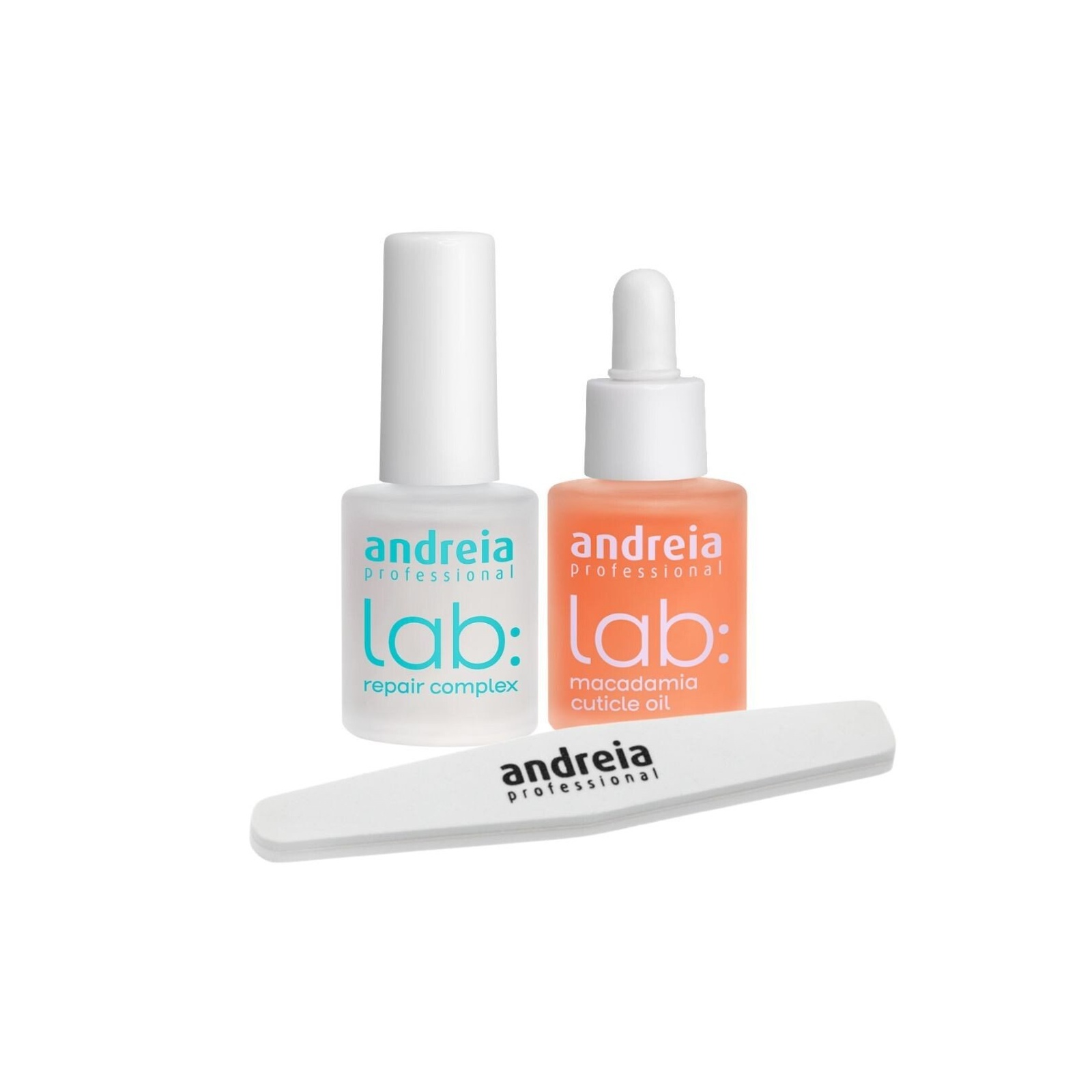 Andreia 800/4000 küüneviil + küünetugevdaja 10,5ml + Lab Macadamia küünenahaõli 10,5ml komplekt