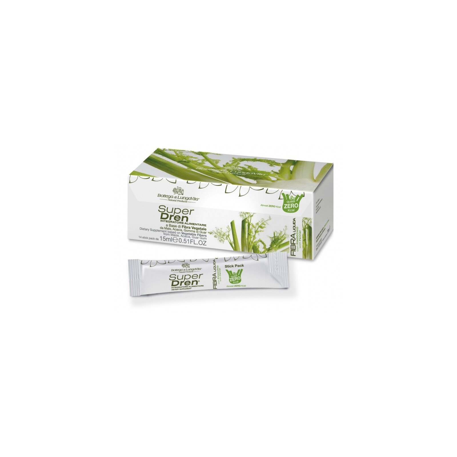 SuperDren Fibra Zero taimsete kiudainetega seedimise parandamiseks 14 x 15ml