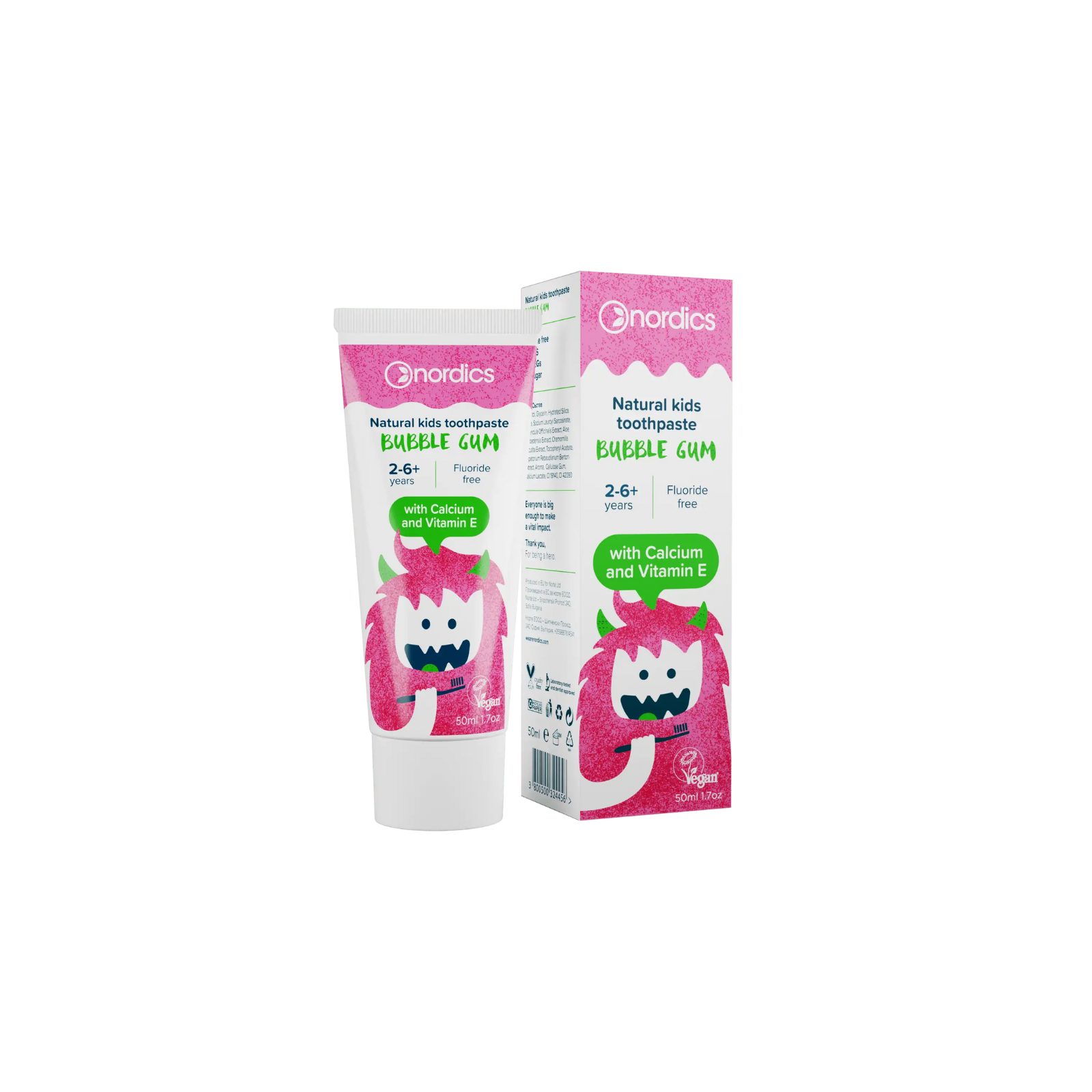 Nordics Kids Toothpaste Bubble Gum hambapasta lastele närimiskummi maitsega 50ml