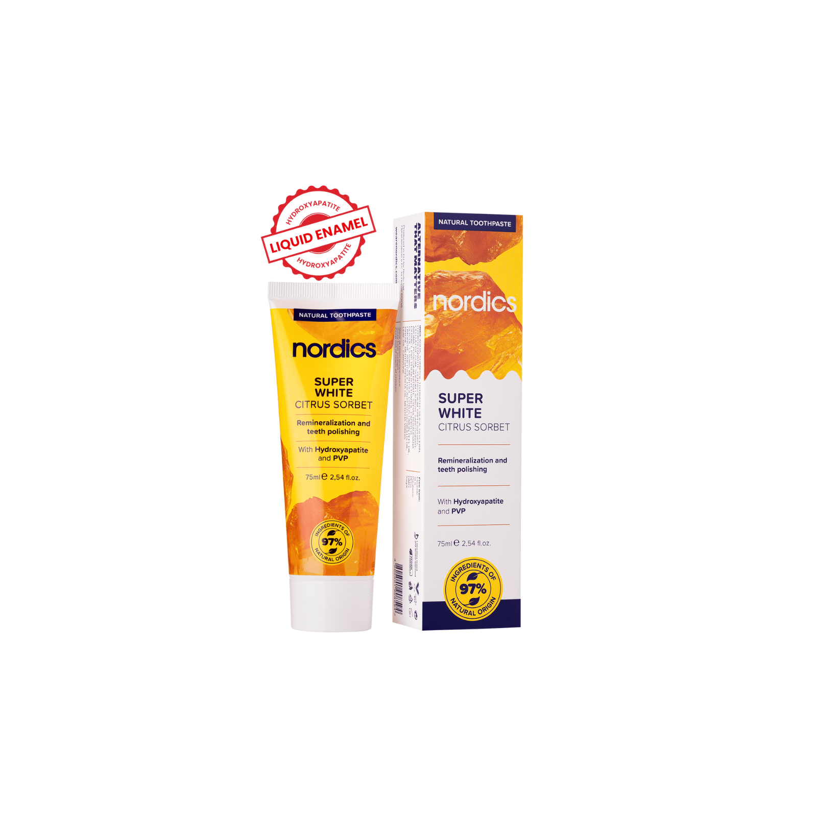 Nordics Natural Remineralization Toothpaste Super White with “Liquid Enamel” remineraliseeriv ja valgendav hambapasta 75ml