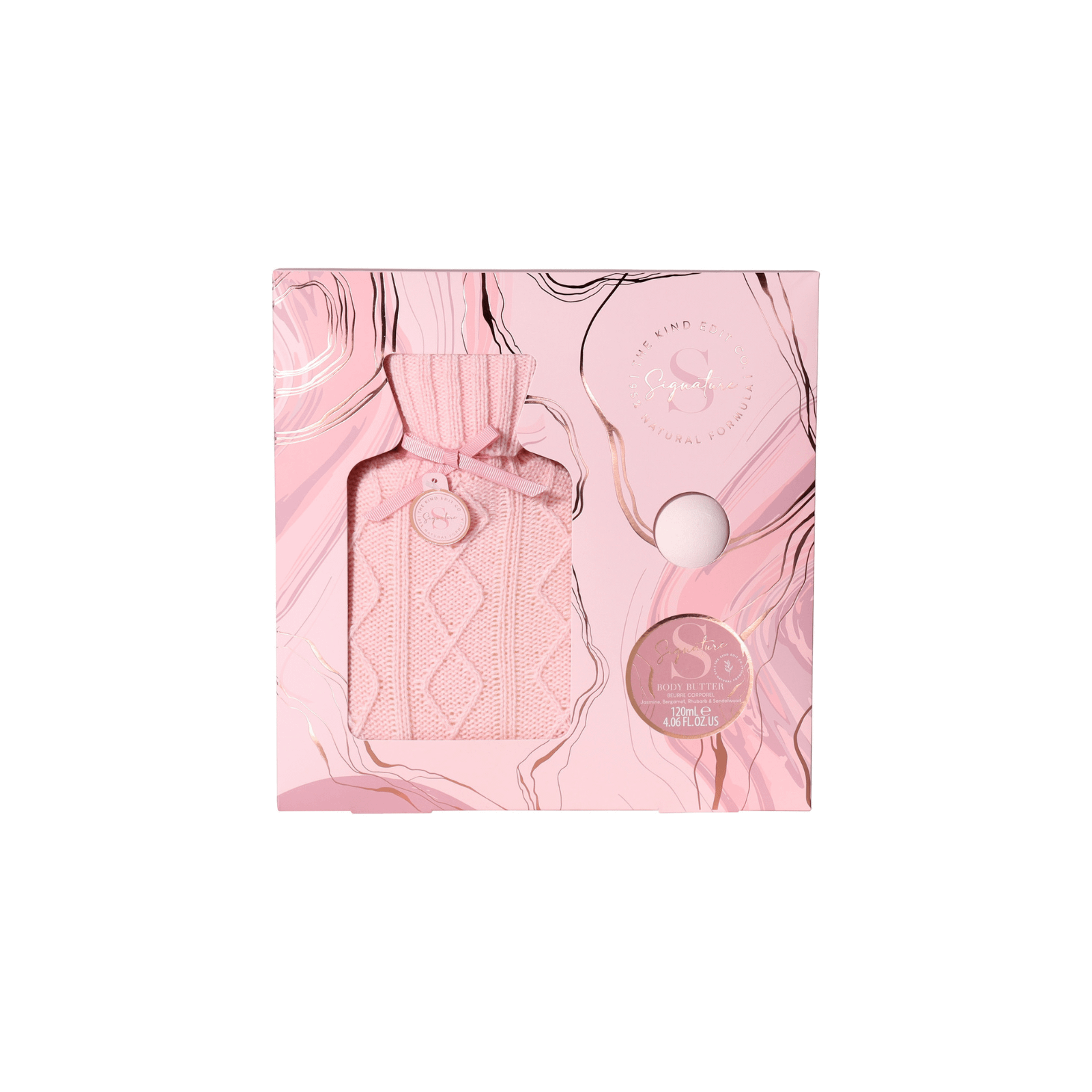 The Kind Edit Co. Signature Hot Water Bottle Gift vannipall, kuumaveepudel ja kehakreem kinkekomplekt